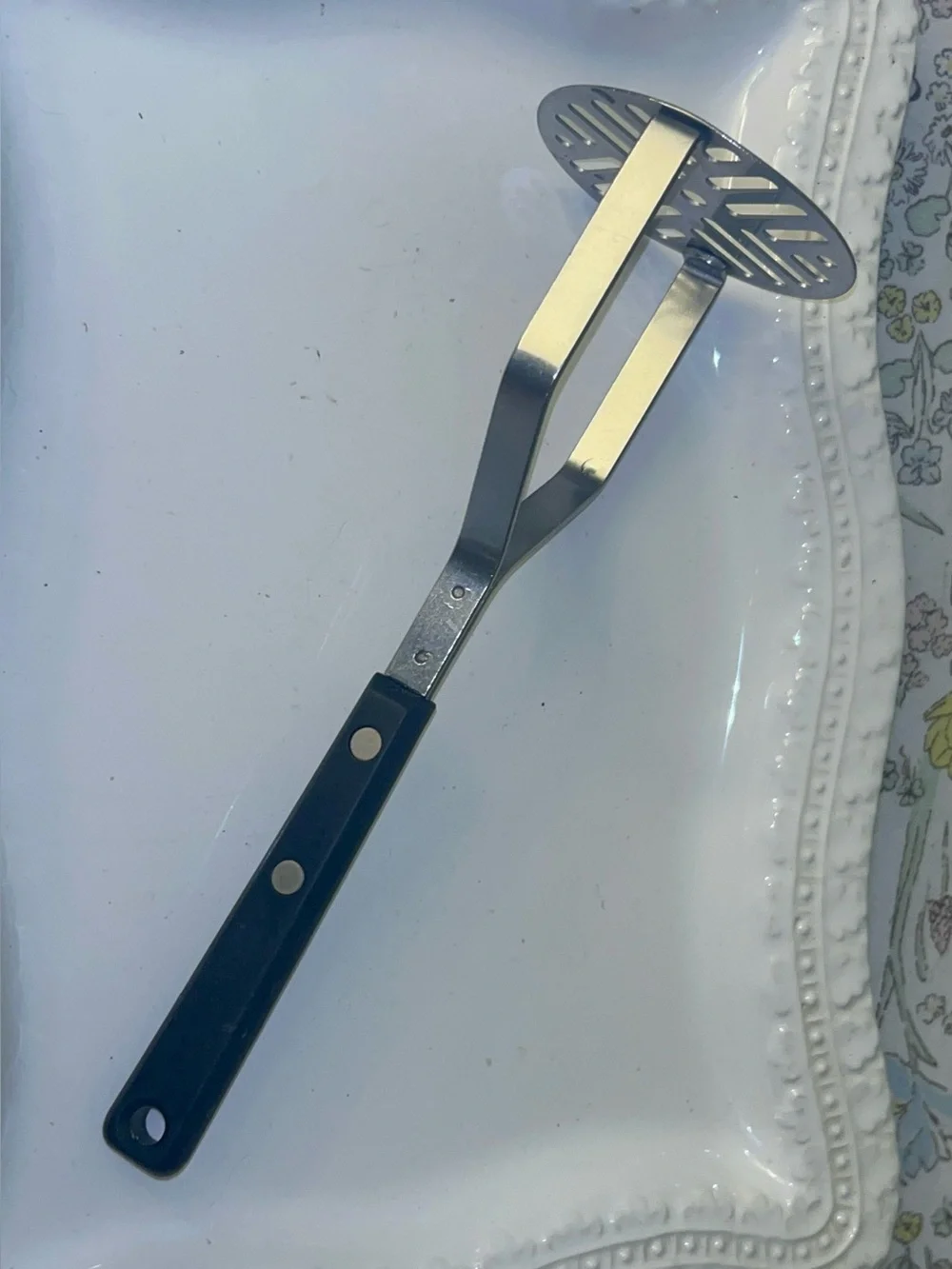 Ekco Forge USA Vintage Stainless Steel Potato Masher with Black handle